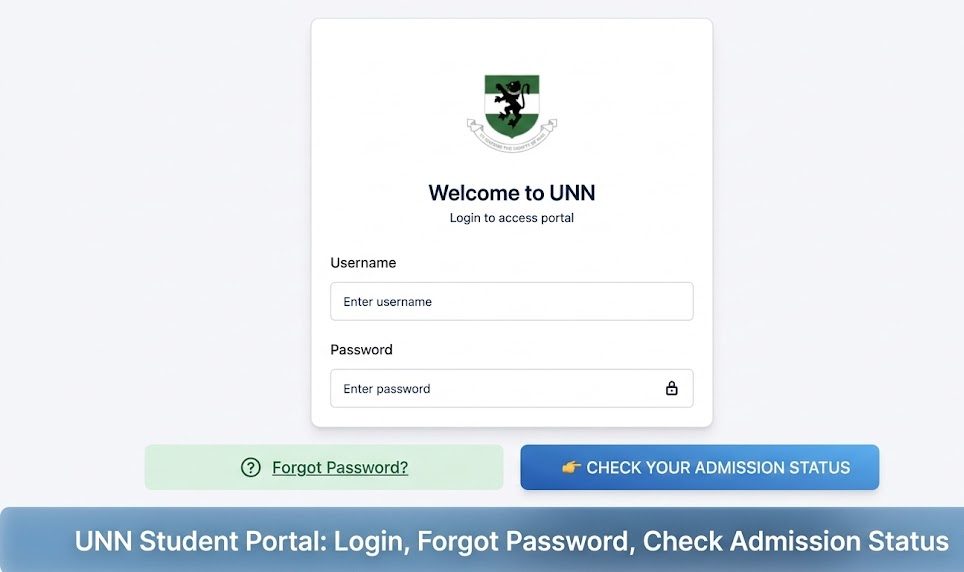 UNN Student Portal: Login, Forgot Password, Check Admission Status