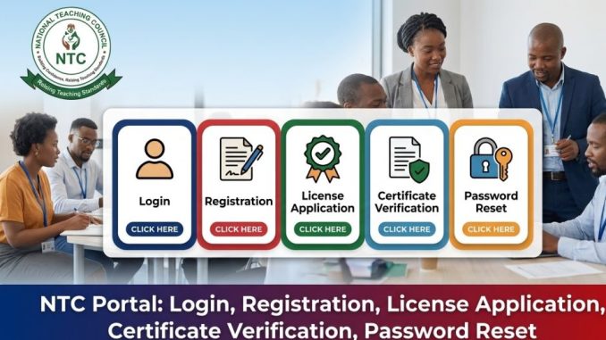 NTC Portal: Login, Teacher, Registration, License Application, Certificate Verification, Password Reset
