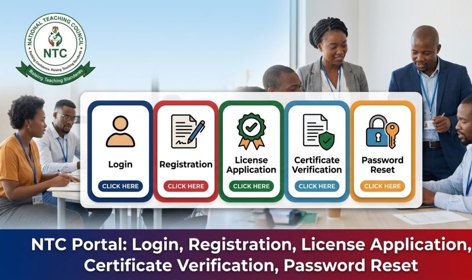 NTC Portal: Login, Teacher, Registration, License Application, Certificate Verification, Password Reset