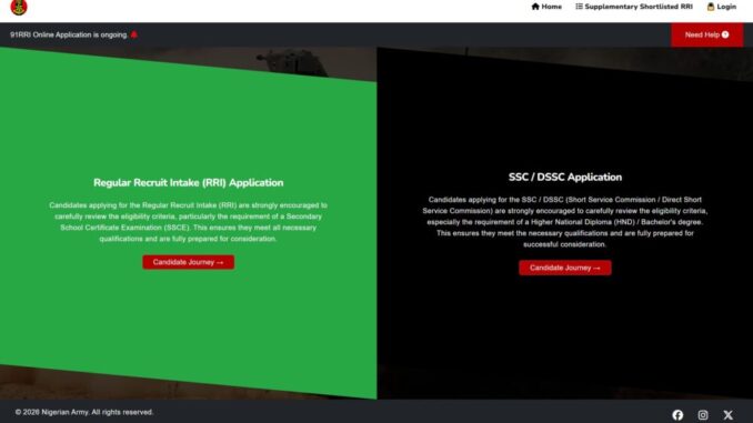 Is the Nigerian Army recruitment form 2026?
