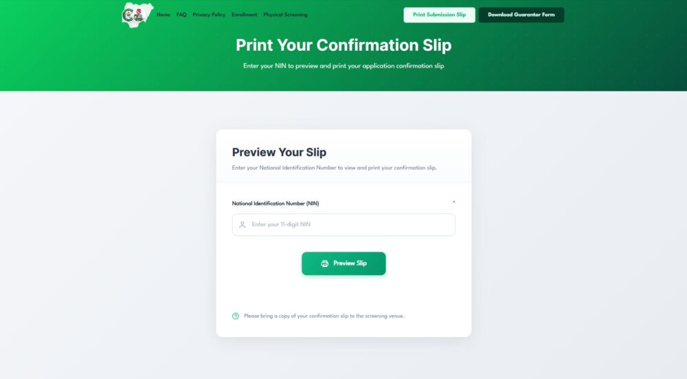 www policerecruitment gov ng portal print slip