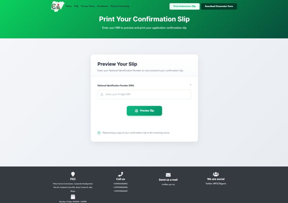 NPF Print Slip Download