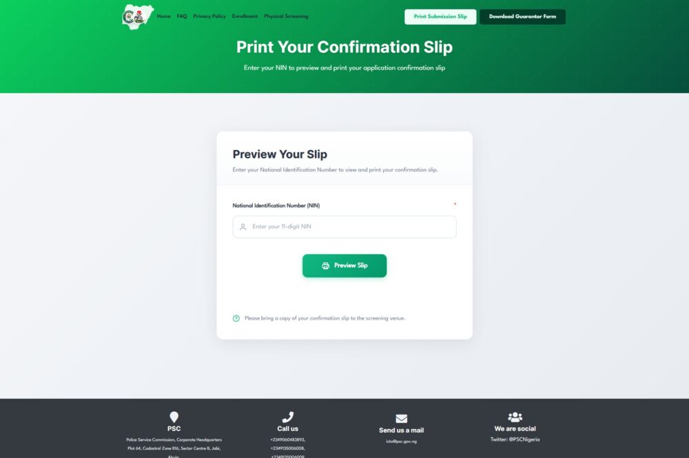www policerecruitment gov ng portal print slip login